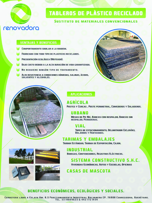 TABLERO DE PLASTICO RECICLADO